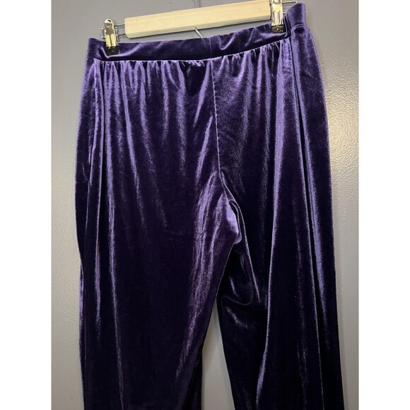 Ambrielle Pants Womens Medium Purple Velvet Velour Sleep Lounge Pull On Stretch - Picture 5 of 8